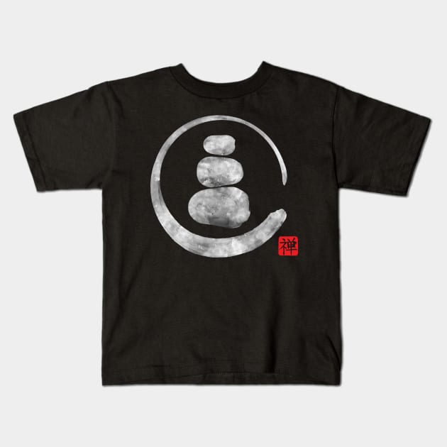 Zen Enso Circle and Zen stones Kids T-Shirt by Nartissima